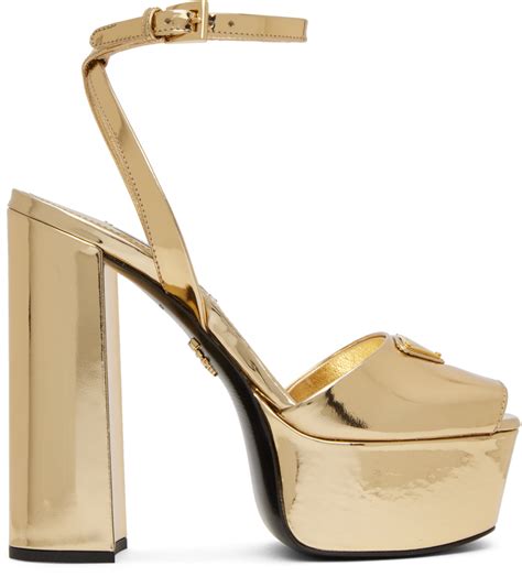 prada gold shoe|Prada flat heel shoes.